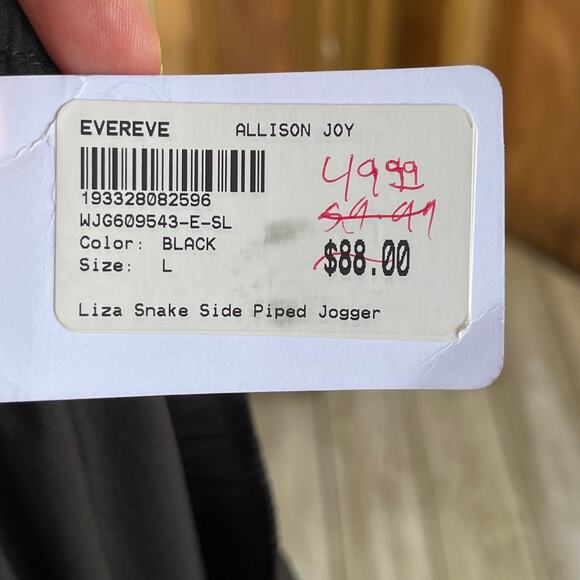 Allison Joy Evereve Liza Snake Side Piped Jogger Black Size L. NEW - Picture 8 of 11